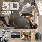 ELABEST X100 Ergonomic Mesh Office Chair with Footrest, Big and Tall Hone Desk Chair with 5D Flip-Up Arms, Adjustable 4D Lumbar Support,Gaming & Executive Computer Chairs