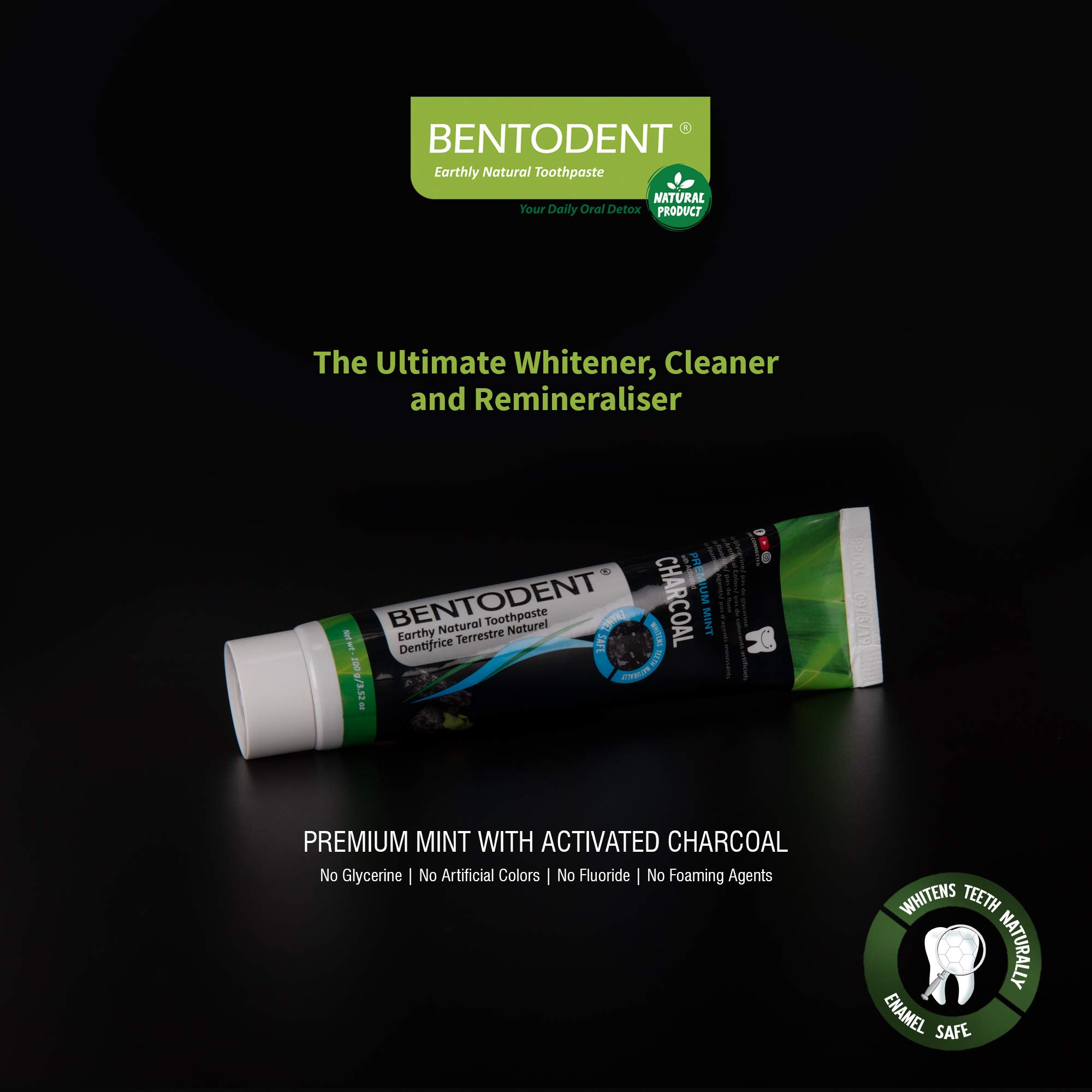 Bentodent Toothpaste Activated Charcoal With Mint Cavity Protection