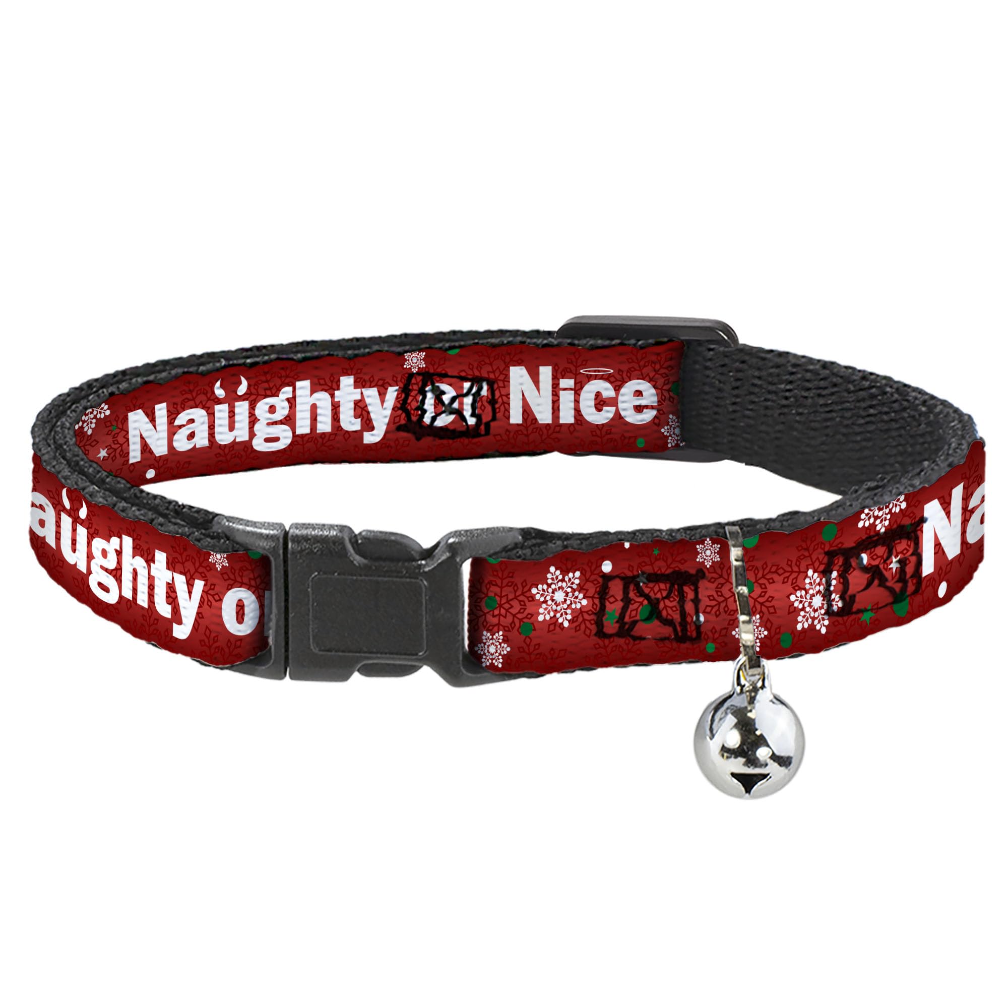 Collar de gato con diseño navideño rojo y verde ajustable Buckle-Down