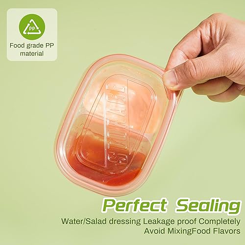 Miniatura 5 de 20 recipientes reutilizables para aperitivos con tapas, recipientes de doble compartimento para niños y adultos, 10 bonitos tenedores, caja Bento,