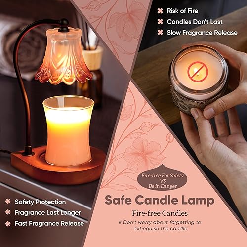 Miniatura 5 de Lámpara calentadora de velas con temporizador, calentador eléctrico de cera de fragancia regulable, elegante decoración del hogar, calentador de