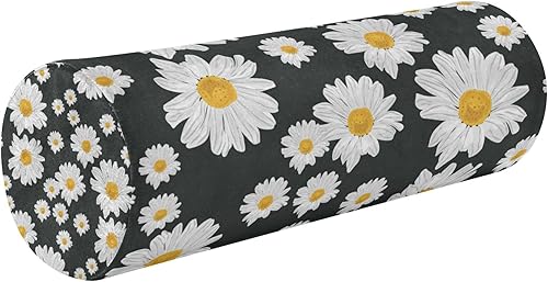 Miniatura 1 de JUNZAN Floral Daisy Chamomile Flowers Bolster Pillow for Legs Orthopedic Neck Roll Pillow Small Round Pillows Decorative Throw Pillows for Leg