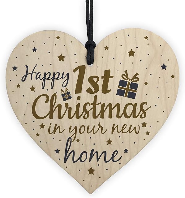 RED OCEAN Happy First Christmas In Your New Home Christmas Decoration Bauble For New House Heart Friendship Gift