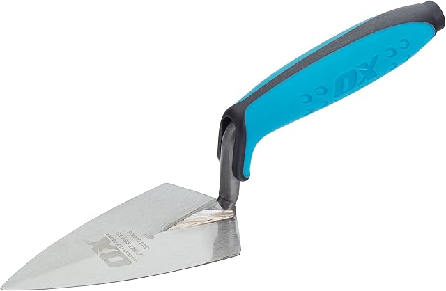 OX Philadelphia Pattern Pointing Trowel - Pro Series Plasterers / Builders Carbon Steel Pointing Trowel with Dura-Grip Soft Handle - Multicolour - 5 Inch/127 mm