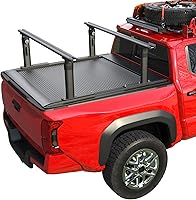 TRUMGETA Adjustable Aluminum Truck Bed Rack for Tacoma Gladiator Mid-Size Pickups w/ T-Slot Tonneau Cover - Fits Lumber Kayak Bike Tent 800lb Capacity