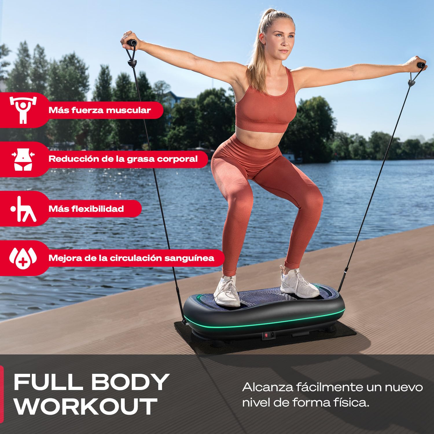 Sportstech - VP500 Plataforma Vibratoria, 4D Premium Plataforma Vibraciãn Muscular, Smart Plataforma Vibratoria Fitness con Digital Touch Integrado, Accionado por 3 Motores, 60 Niveles de Velocidad