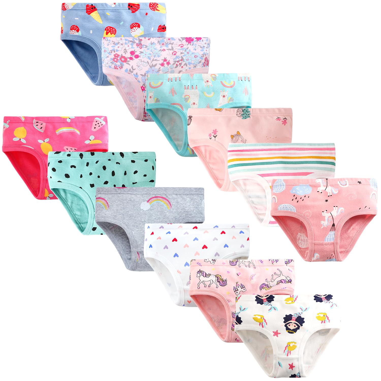 Adorel Mädchen Unterhosen Slips Reine Baumwolle 12er-Pack
