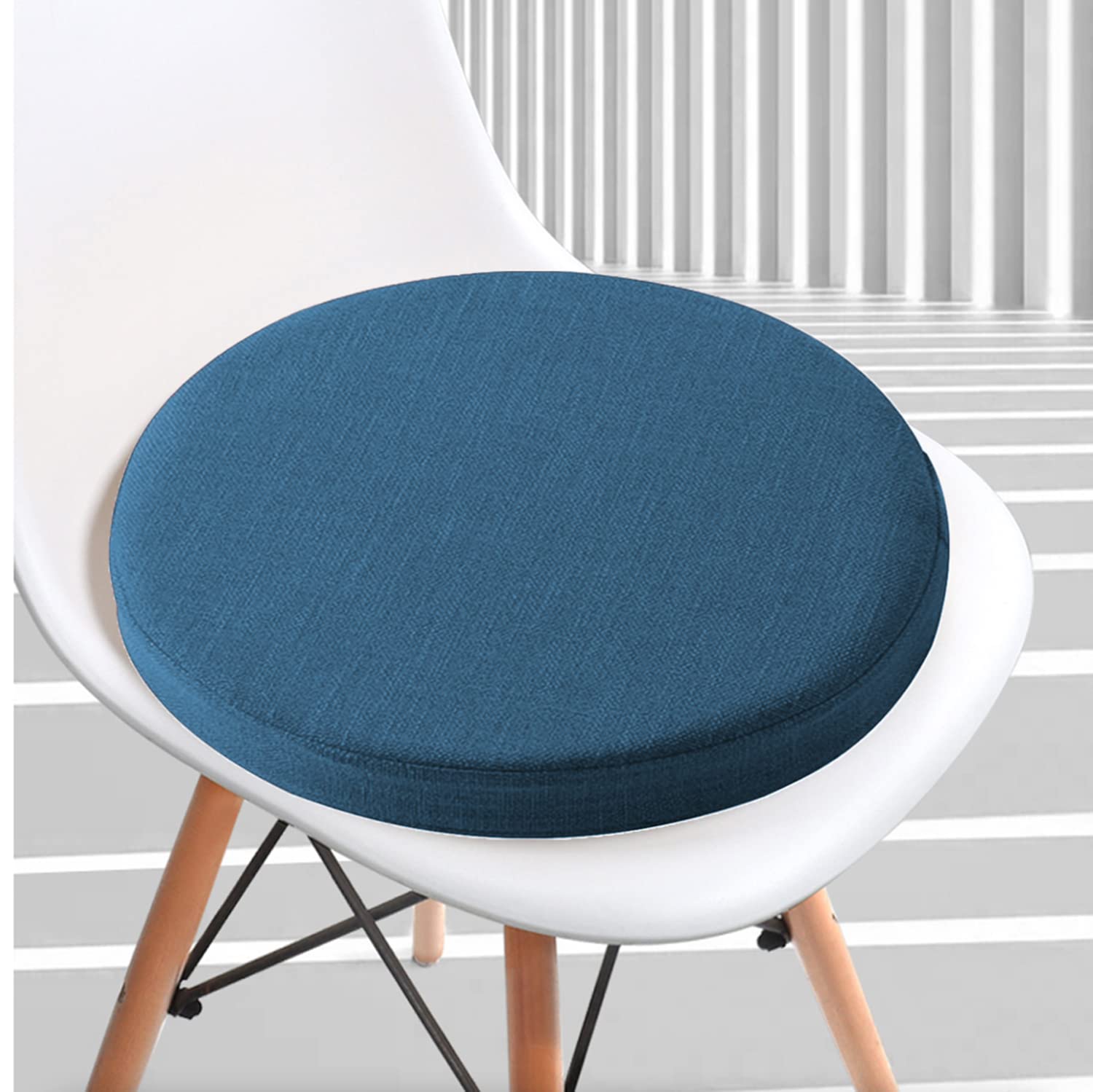 Waigg Kii Thick Round Garden Chair Pad 5/8cm,Kitchen Dining Chair Seat Cushions Pad,Non-Slip Chair Cushion Seat Pad for Office/Tatami/Indoor (40x40x5cm,Navy)
