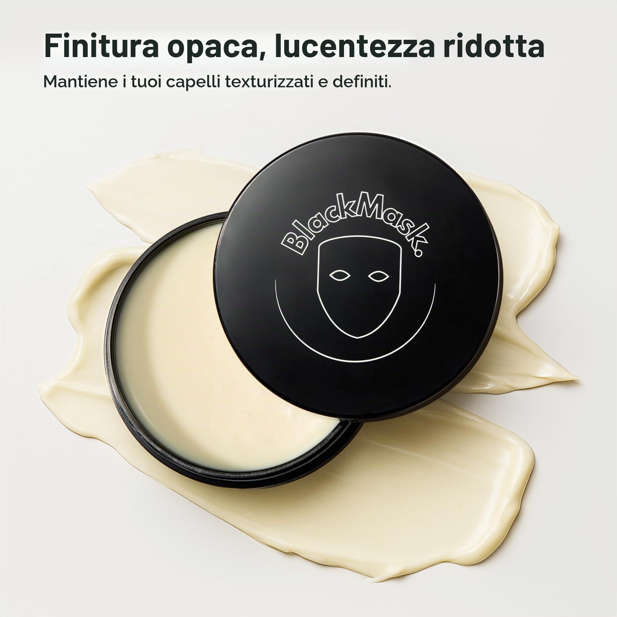BlackMask Argilla per capelli da uomo (99,8 g) finitura opaca con forte tenuta, argilla per acconciature, aggiunge consistenza e volume