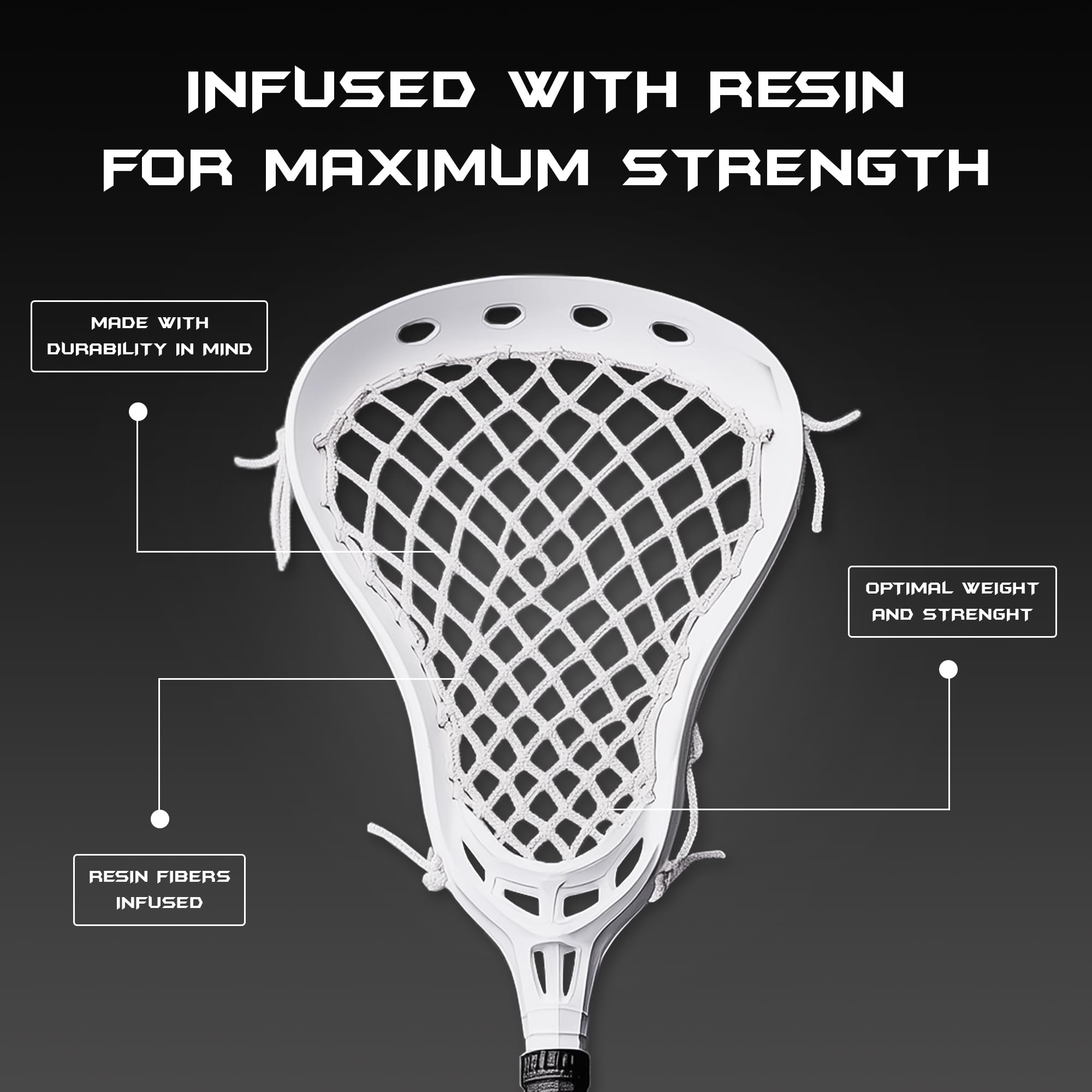 Shark Lax Semi-Soft Lacrosse Mesh - High-Performance Stringing Mesh for Enhanced Ball Control & Durability