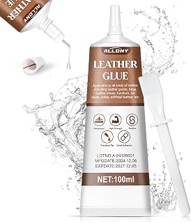 Allony 100ml Pegamento Cuero, Pegamento de Cuero Adhesivo, Pegamento Textil, Transparencia Resistente al Agua, Aplicable la Reparación de Sofá, Piel Sintética, Chaqueta, Cartera, Cinturón y Zapatos