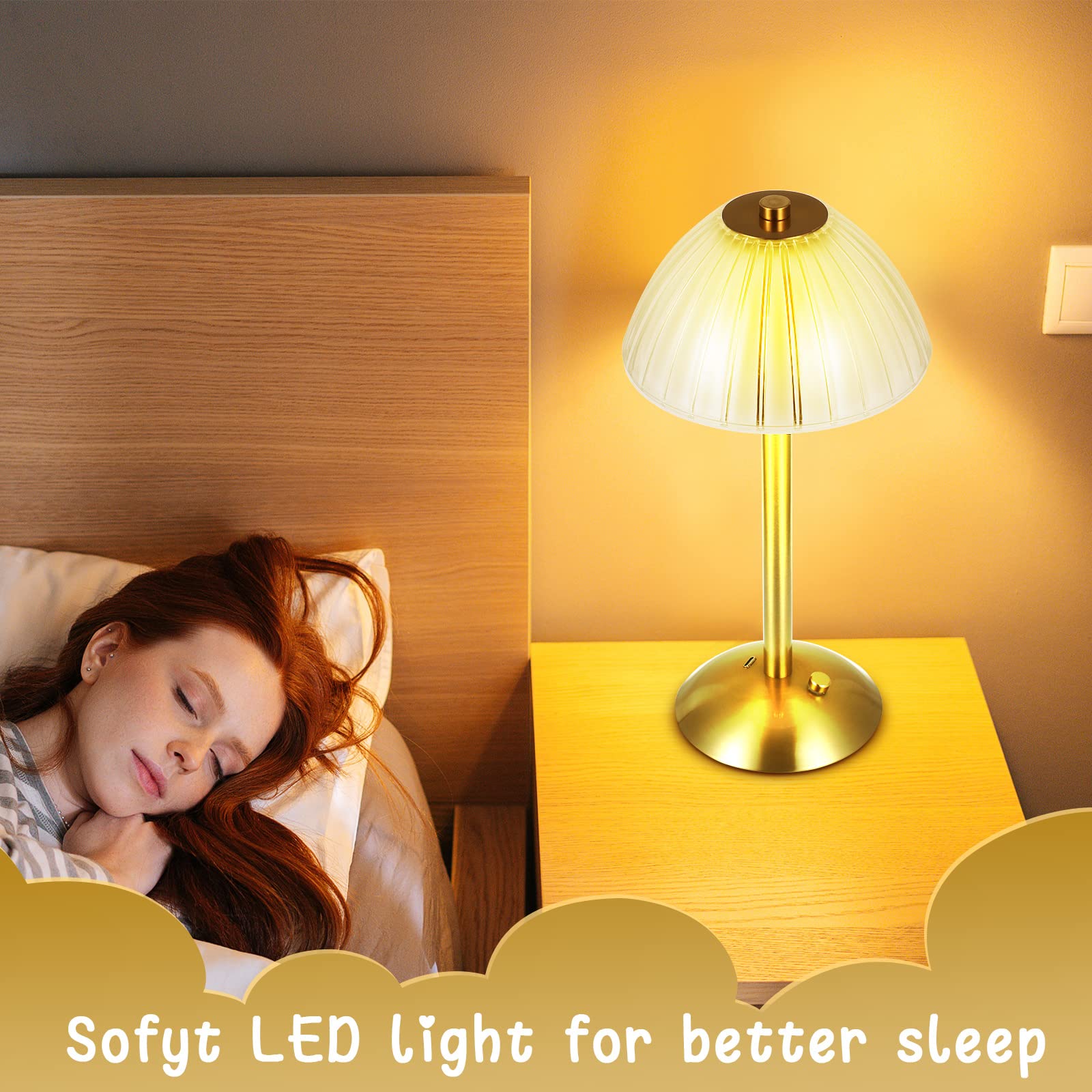 Liliful 2 szt. LED przenośna bezprzewodowa złota lampa stołowa dotykowa akumulator lampa biurkowa złota lampa na baterie 3 kolory ściemniana złota lampa do jadalni lampa biurkowa do sypialni salonu