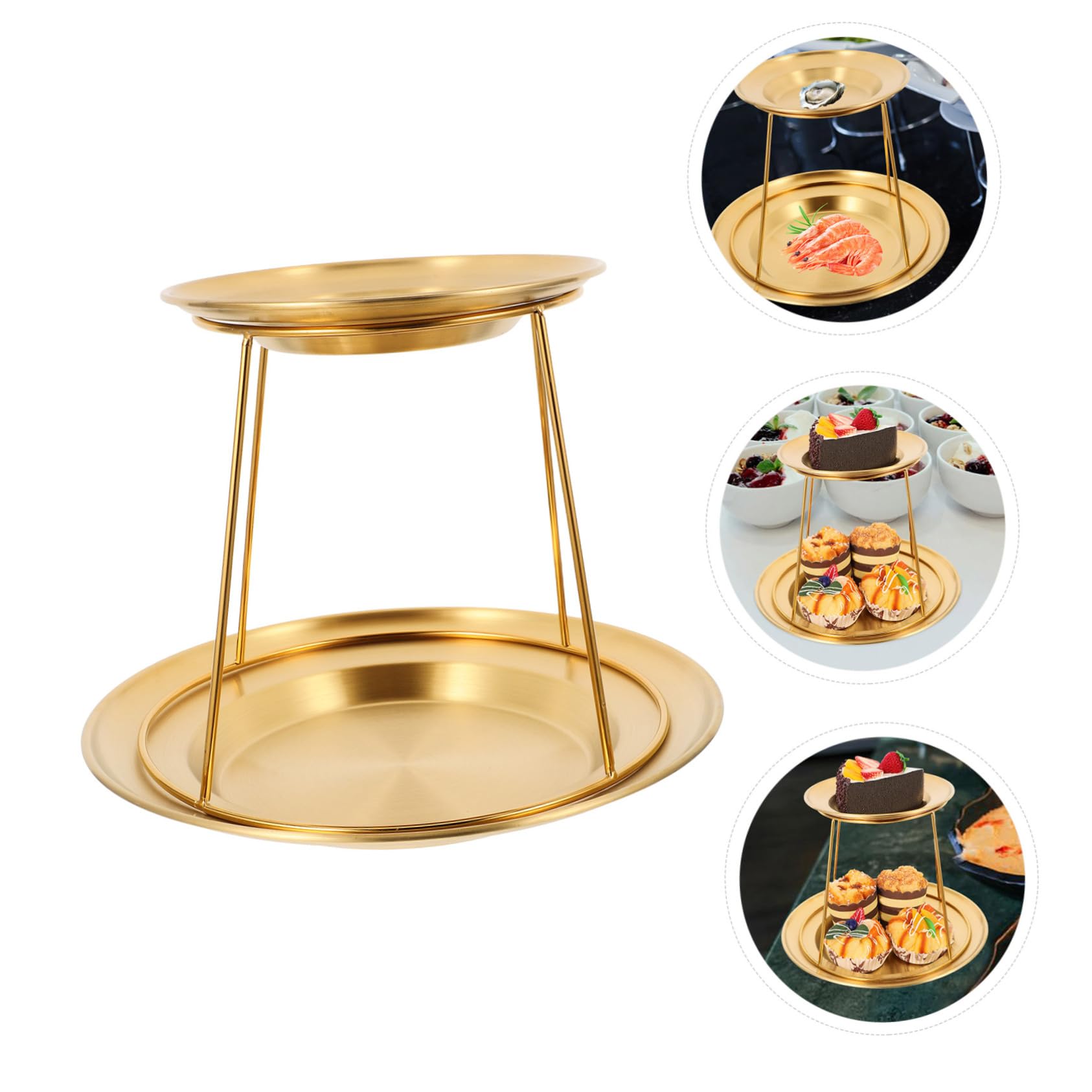 Soporte para Exhibición de Mariscos de Acero Inoxidable Doble Capa, Diseño Multifuncional y Fácil Limpieza, Adecuado para Buffet y Presentación Elegante