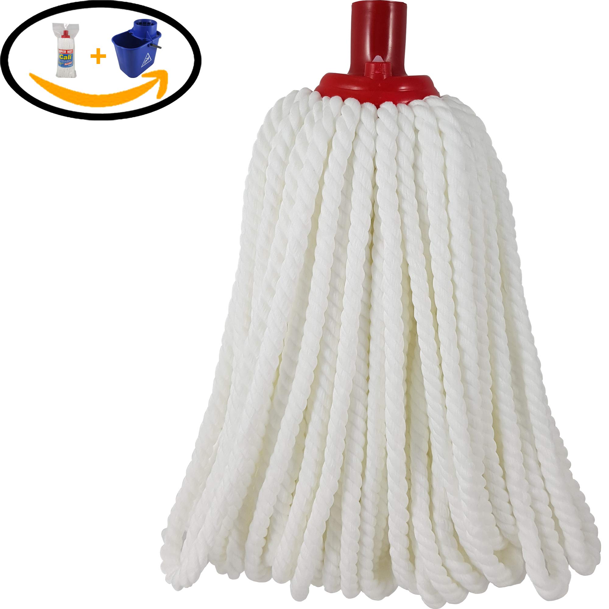 Fregona de Microfibras Super Net Cali con Cubo (210 Gramos, Pack 1 Fregona y Cubo 14 L. Azul)