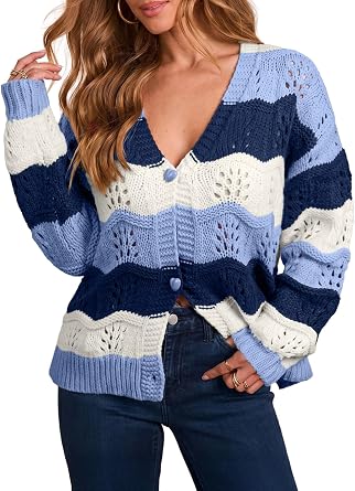 Astylish Sweaters for Women Fall Clothes 2026 Striped Knit Cardigan Tops