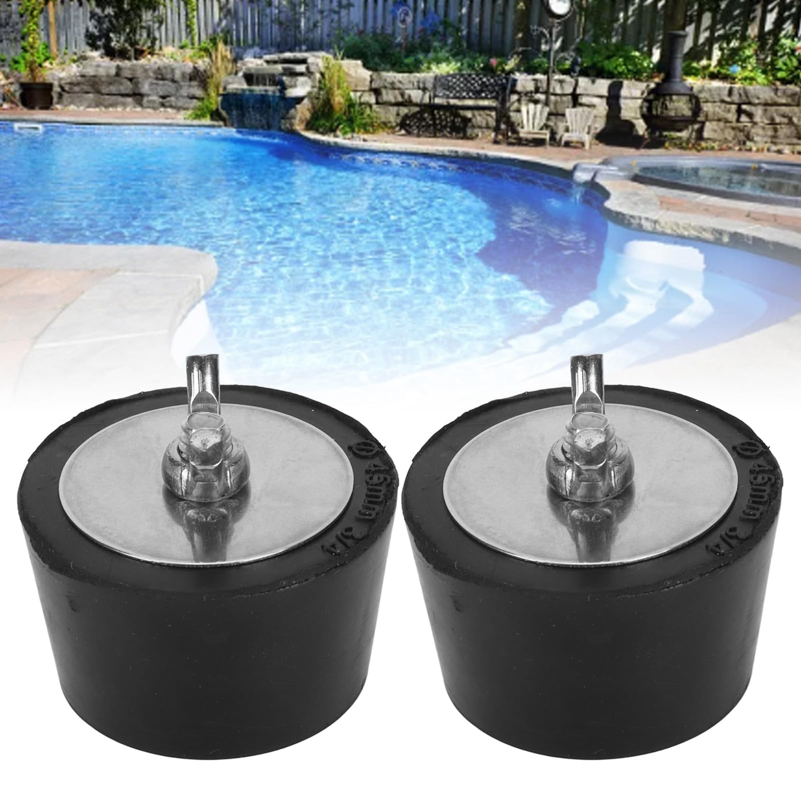 Bouchon D'hivernage de Piscine 2 Pièces en Caoutchouc et Acier Inoxydable, Empêche L'eau de Pénétrer dans les Tuyaux, Polyvalent pour les Tests de Pression, avec Utilisation (45mm)