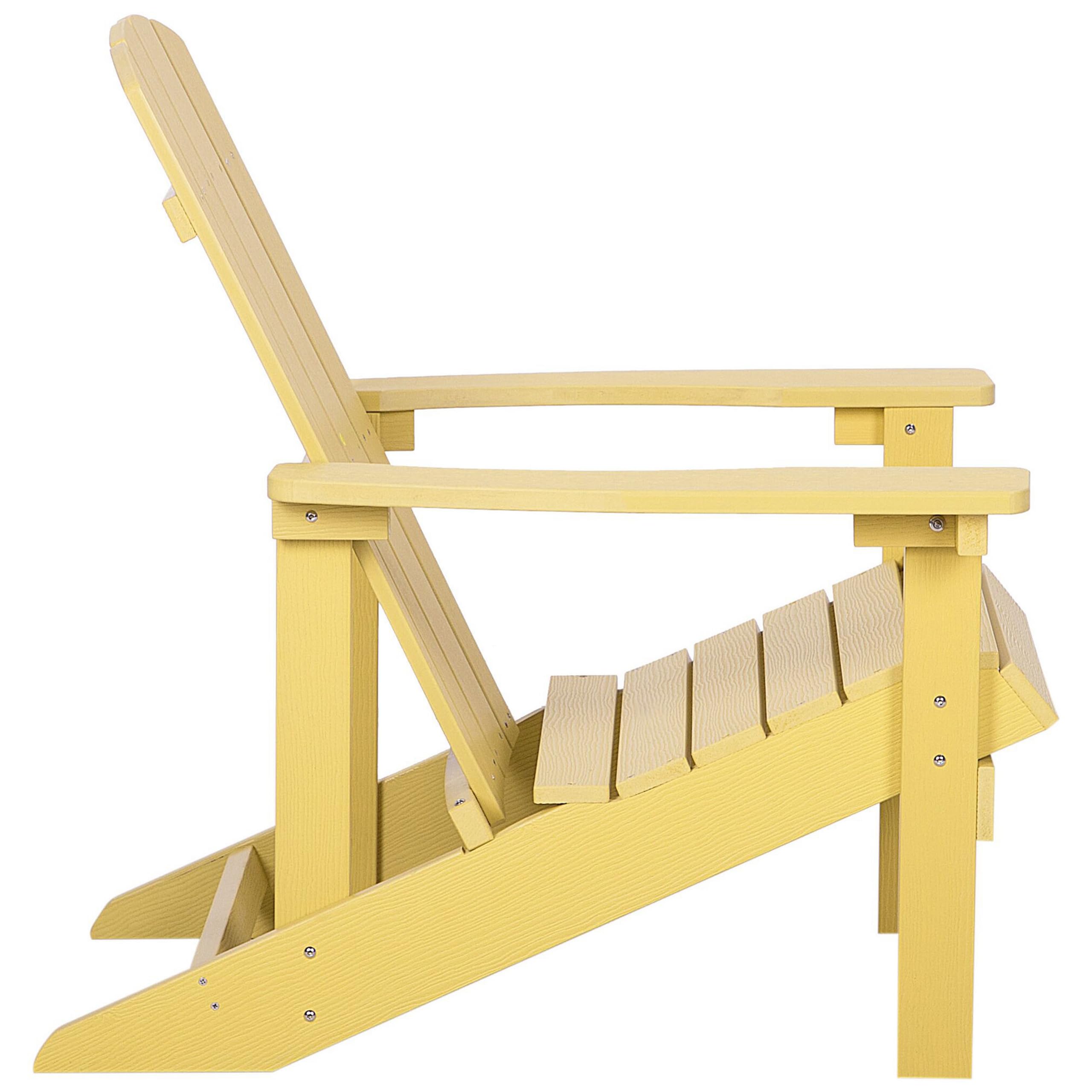 Beliani Silla de jardín Amarilla de Madera sintética con reposapiés Resistente a la Intemperie Estilo Moderno Adirondack