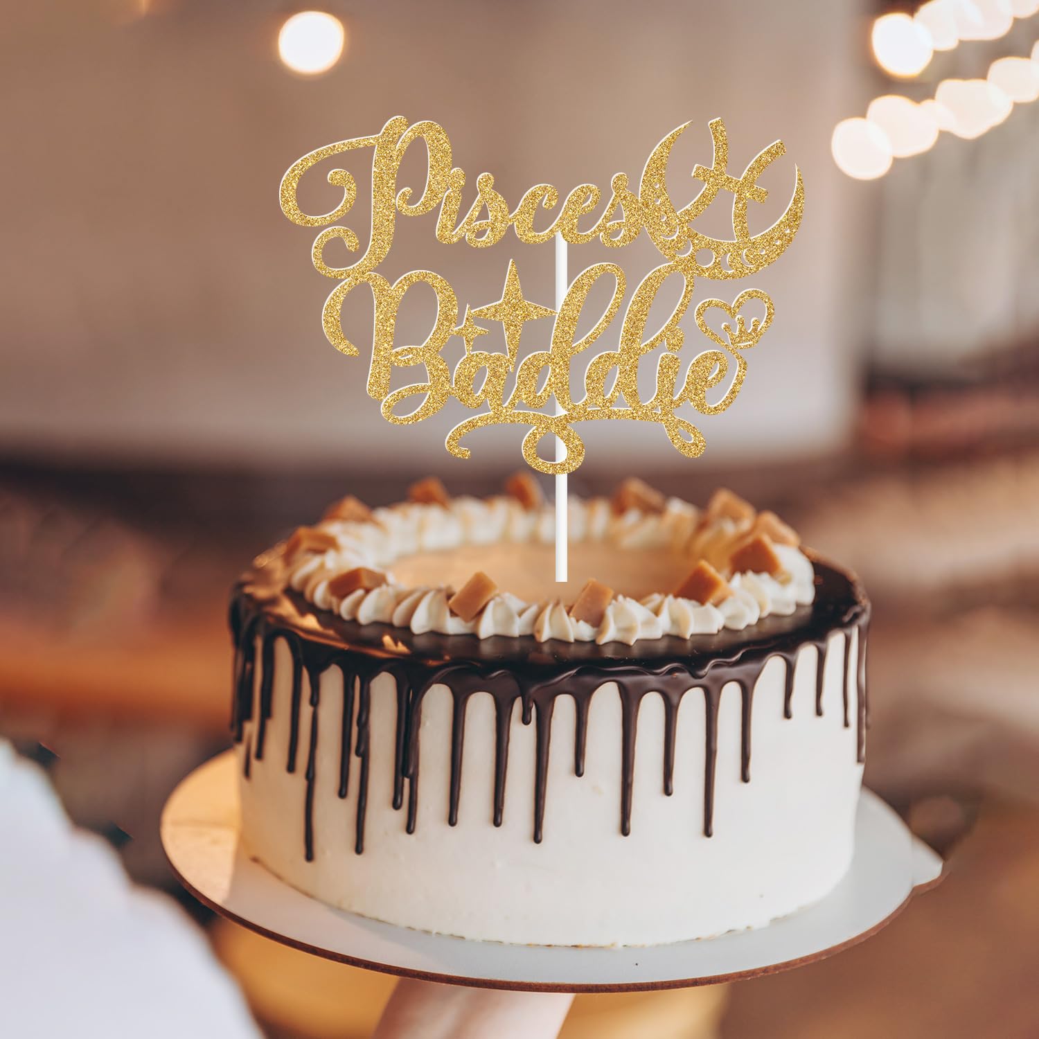 Zatain Pisces Baddie Cake Topper - Black Glitter, 5.9''x4.0'', Birthday Zodiac Decoration - View #13