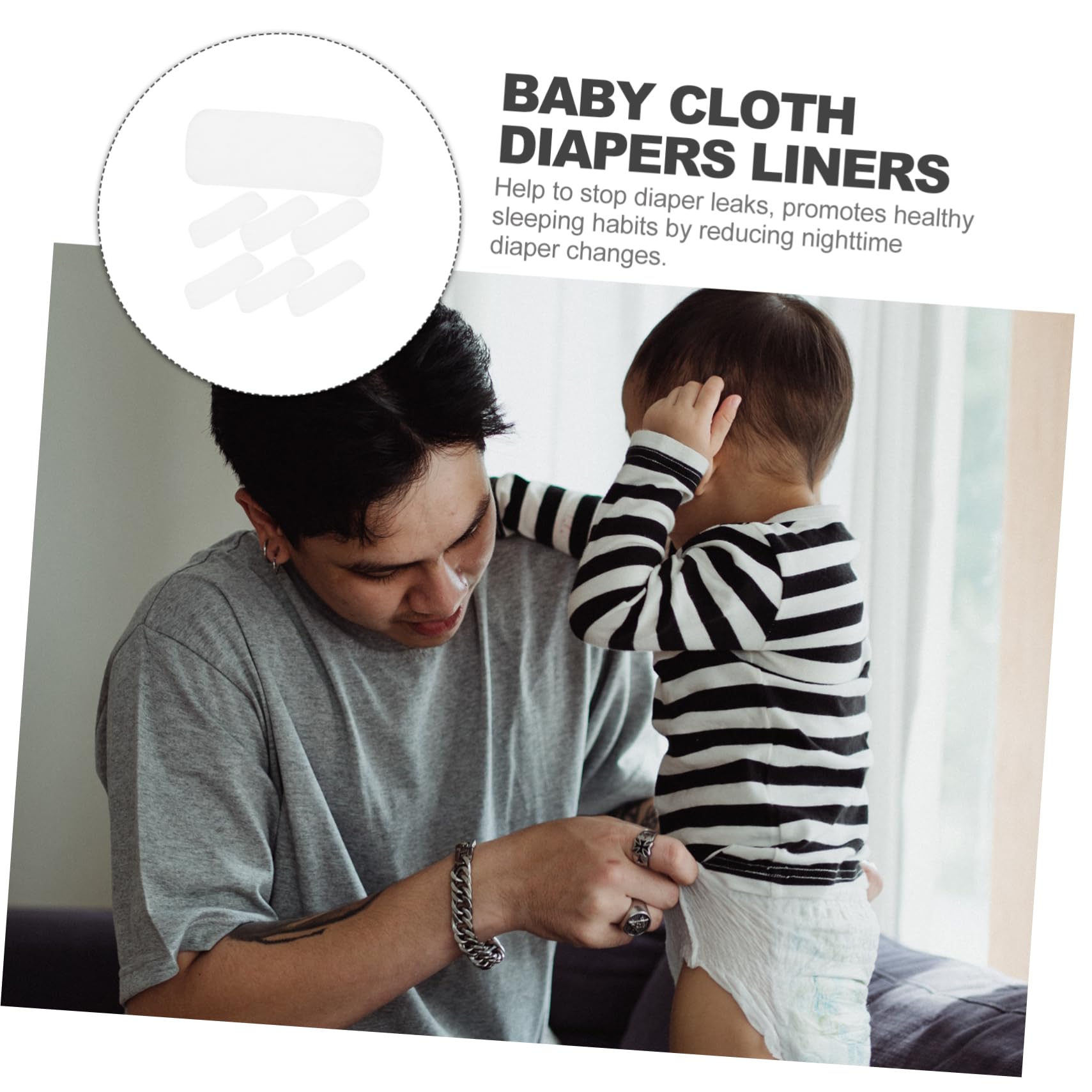 FAVOMOTO Infant Diaper Liners 8 Pack Washable Soft Liners Newborn to Toddler Leak-Proof Comfortable