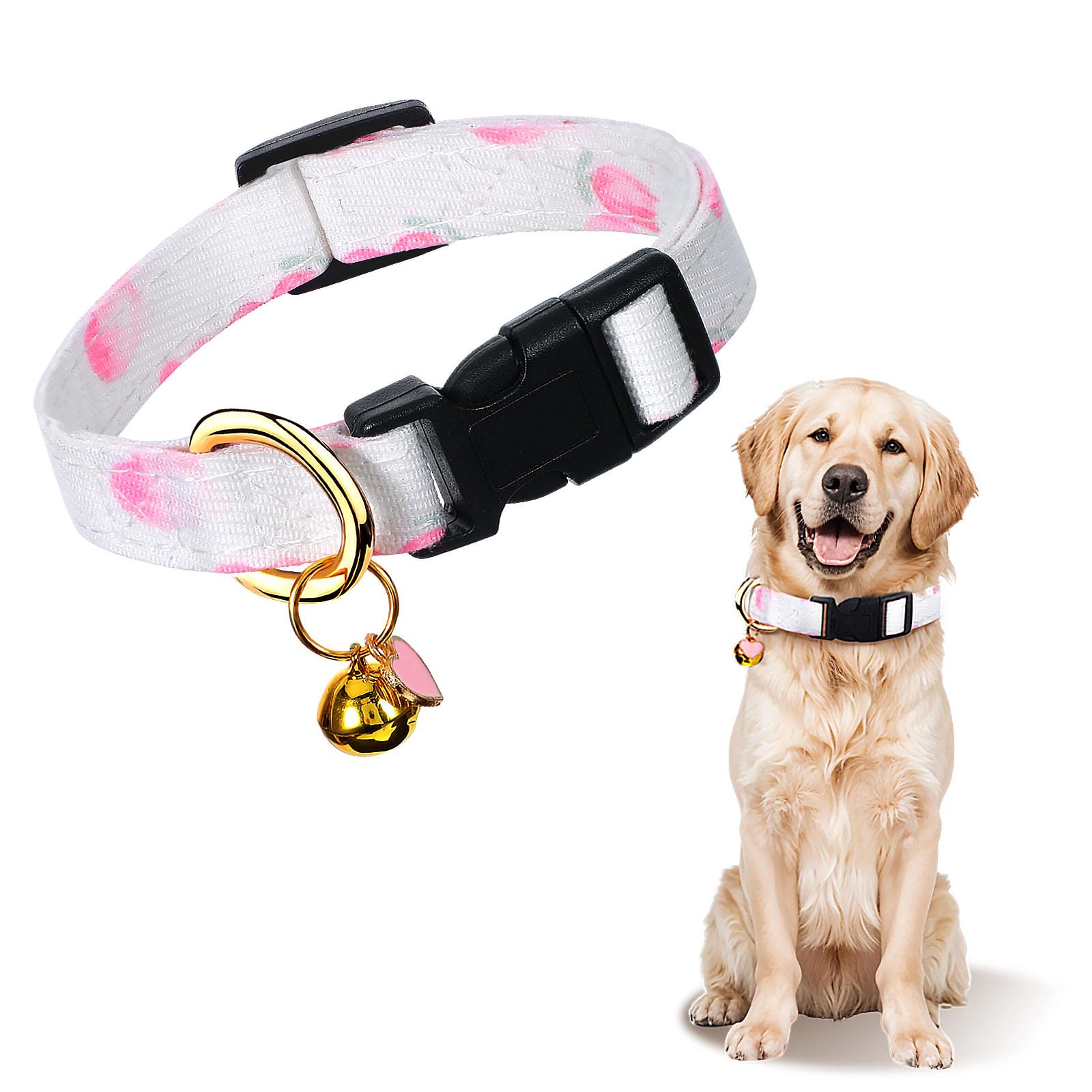 Wanmu Collar para perros suave, collar ajustable para perros pequeños, grandes y medianos (blanco)