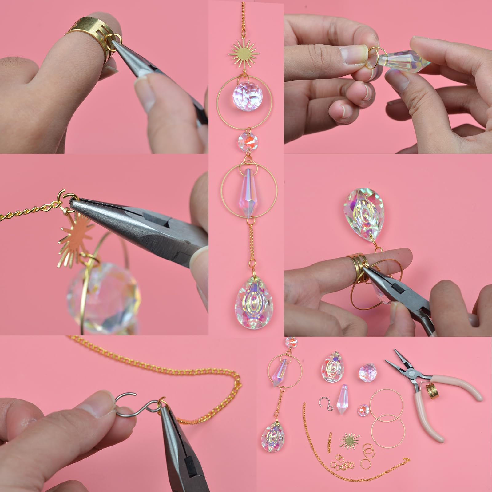 Décorations Murales Attrape-soleil Cristal - Lot De 6 Pampilles Arc-en-ciel Pour Décoration Maison Et Jardin - Prismes Colorés 18-22 Cm Prisme Verre Coloré Décoration