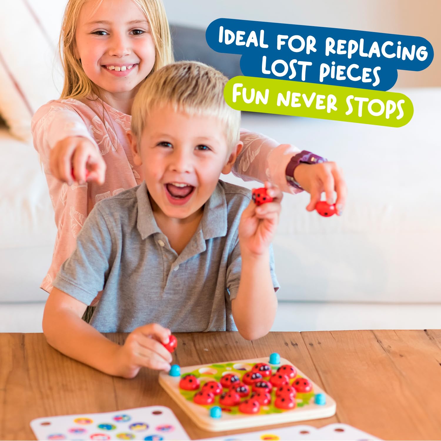 Nene Toys 5-Piece Wooden Replacement Set for Ladybug's Matching Game - Image 4