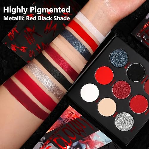 LAKSMI Christmas Makeup Palette, 18 Shades, Red (Red and Green Eyeshadow Palette)(Eyeshadowtray +2pcs Fake Blood)