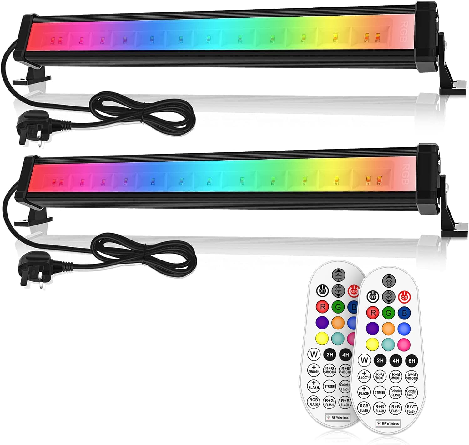 Linke LED Light Bar 25W RGB Disco Lights Wall Washer Light with Remote Control RGB Stage Bar Lights for Home Pub DJ Party Halloween Christmas Festival Decorative Lighting, 2 Pieces