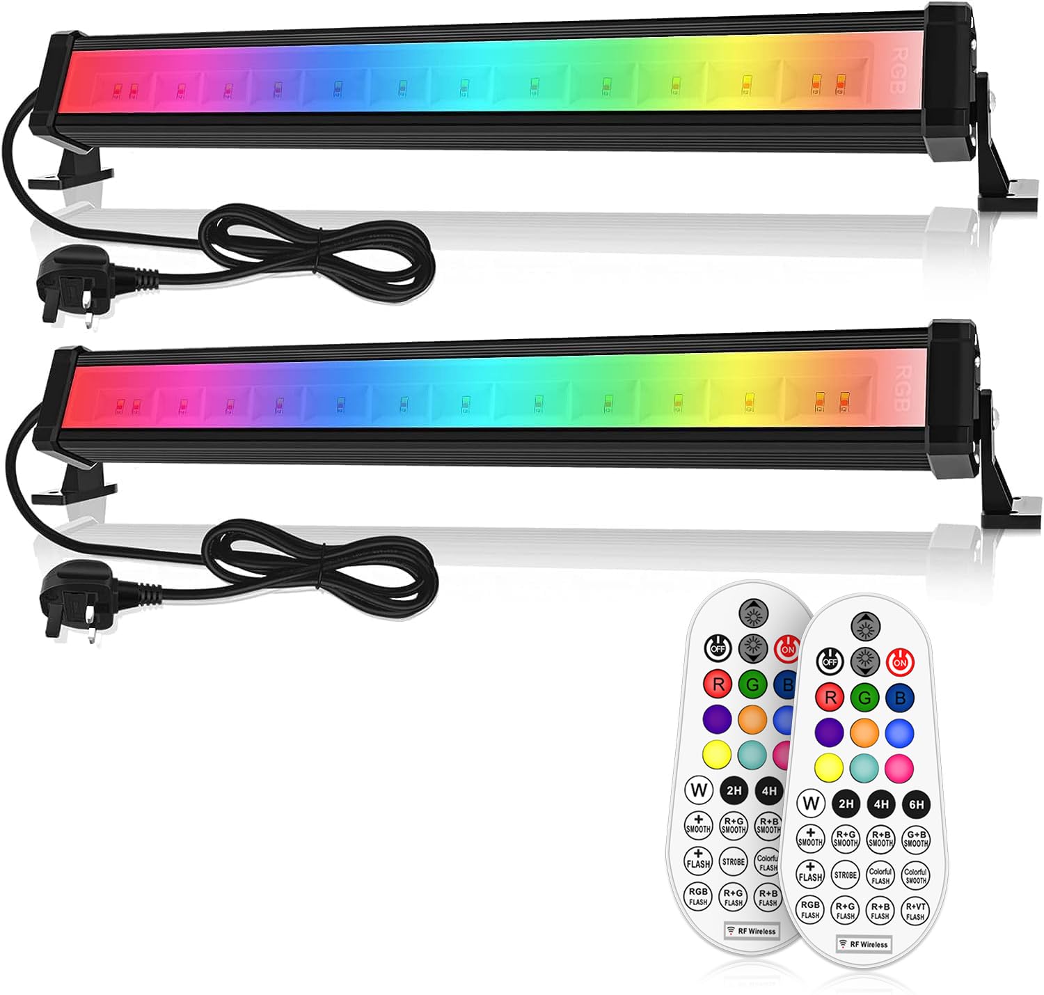 Linke LED Light Bar 25W RGB Disco Lights Wall Washer Light with Remote Control RGB Stage Bar Lights for Home Pub DJ Party Halloween Christmas Festival Decorative Lighting, 2 Pieces