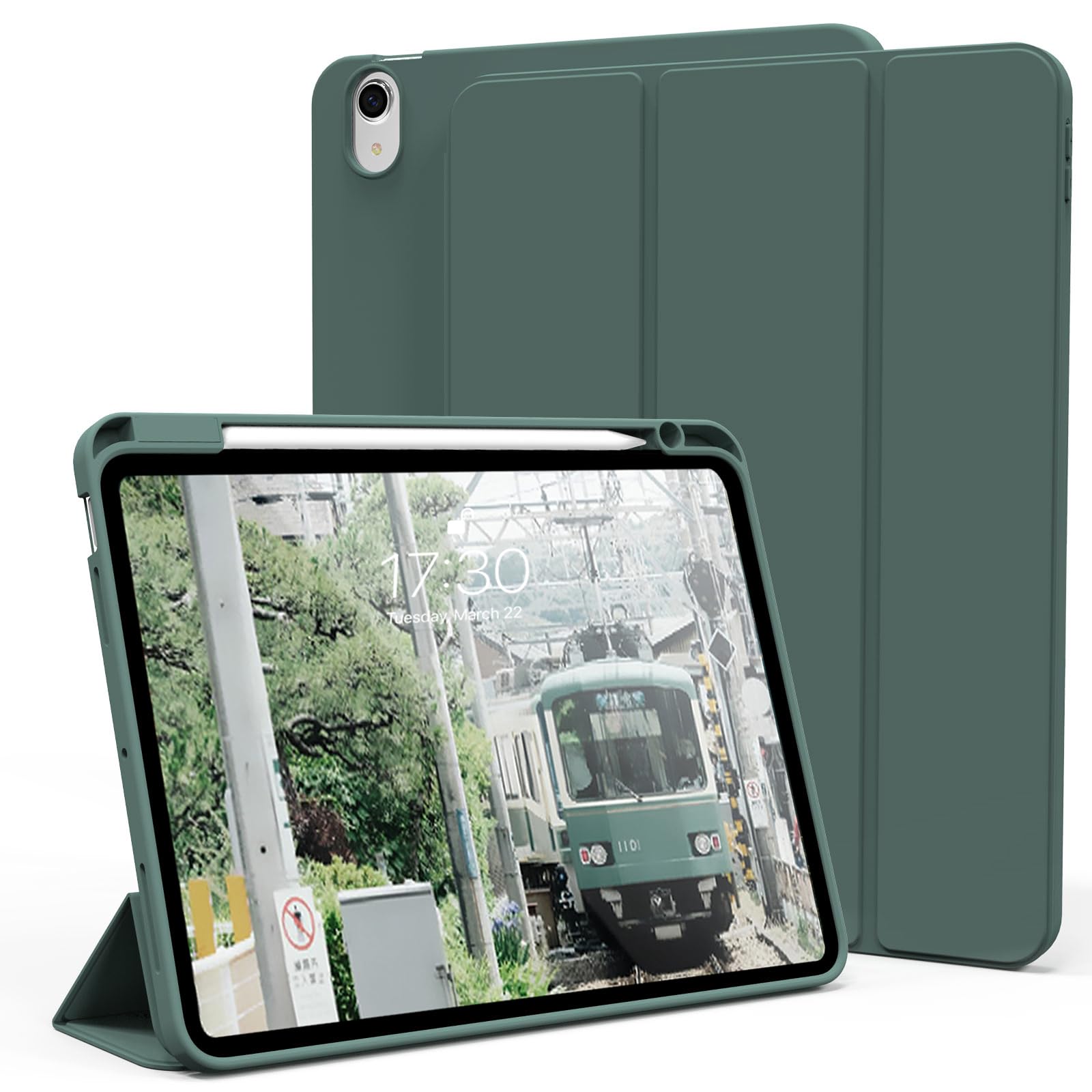 Kenke IPad Air 11-inch Case - Auto Sleep/Wake Trifold Stand With Pencil Holder For M3/M2 & 5th/4th Gen