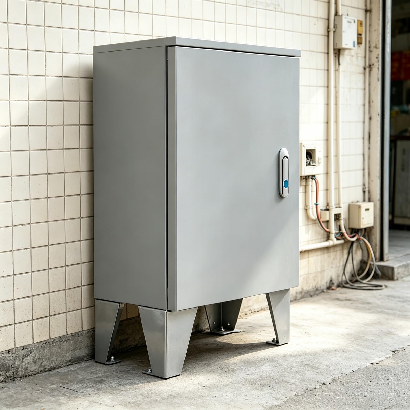 Armario de Distribución de Suelo, Caja Cuadro Electrico con Cerradura | Caja Estanca Exterior de Acero Inoxidable, Armario Electrico con Base Elevada y Placas de Montaje(50x60x20cm/20x24x8in)