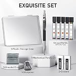 FourCandies Set de crayons mécaniques d'art - 2MM Crayons mécaniques avec 60PCS Graphite Recharges au plomb(HB, 2H, 2B, 4B, Couleur), effacements & Sharpener, Crayon de dessin pour l'écriture, le dessin, le croquis