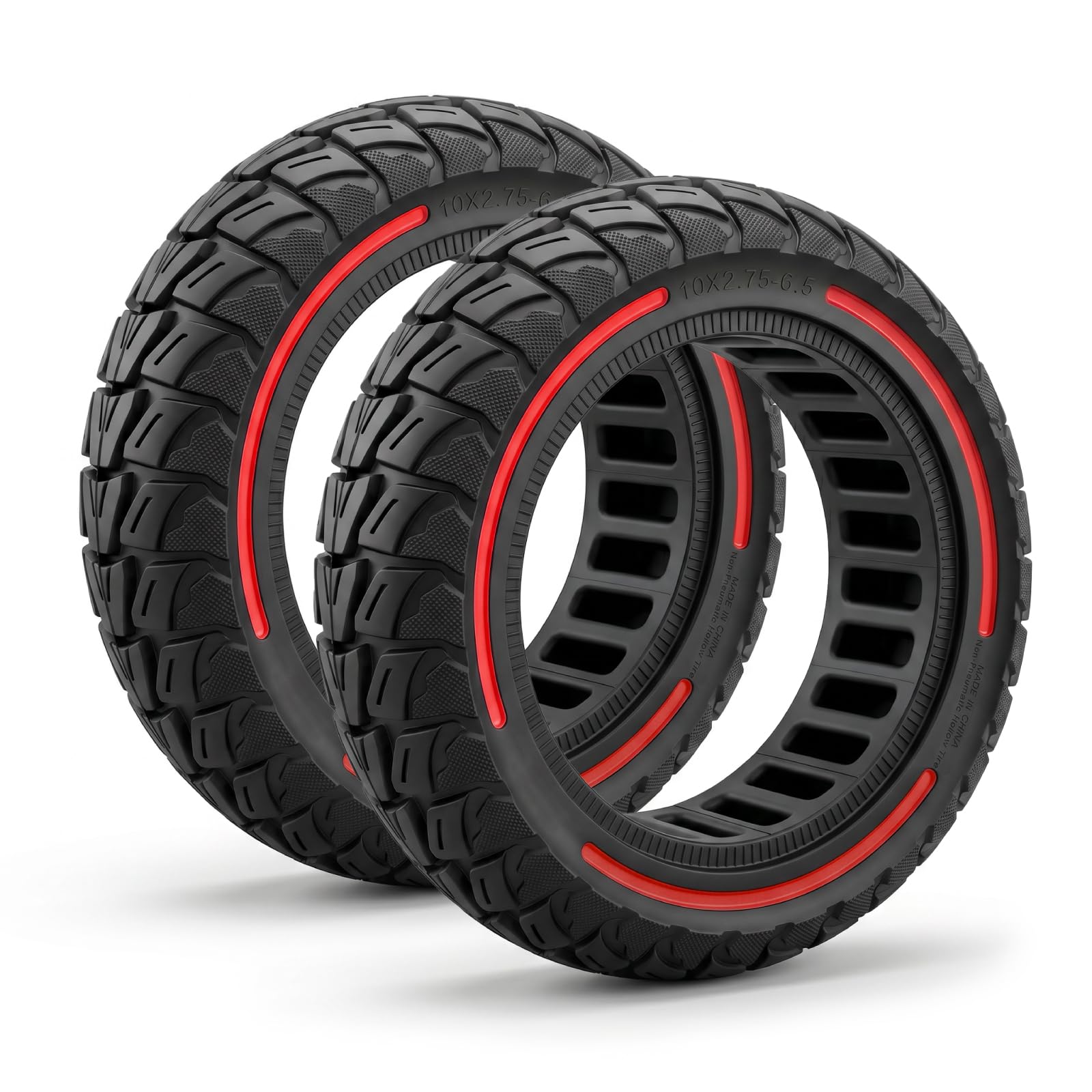 10 pneumatici in gomma piena da 2,75-6,5 per Kukirin G2/G3/M4 Max Roller (rosso, 2 pezzi) | Pneumatici anteriori e posteriori 10 pollici Honeycomb Solid per Kukirin G2 Master 2025/G2 Ultra/Urban Glide ECross