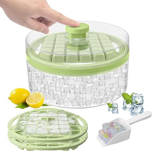 Mini bandejas para cubitos de hielo con tapa y contenedor, 64 piezas para congelador, molde para cubitos de hielo, moldes para hielo con 2 bandejas, disponible en Yaxa Venezuela