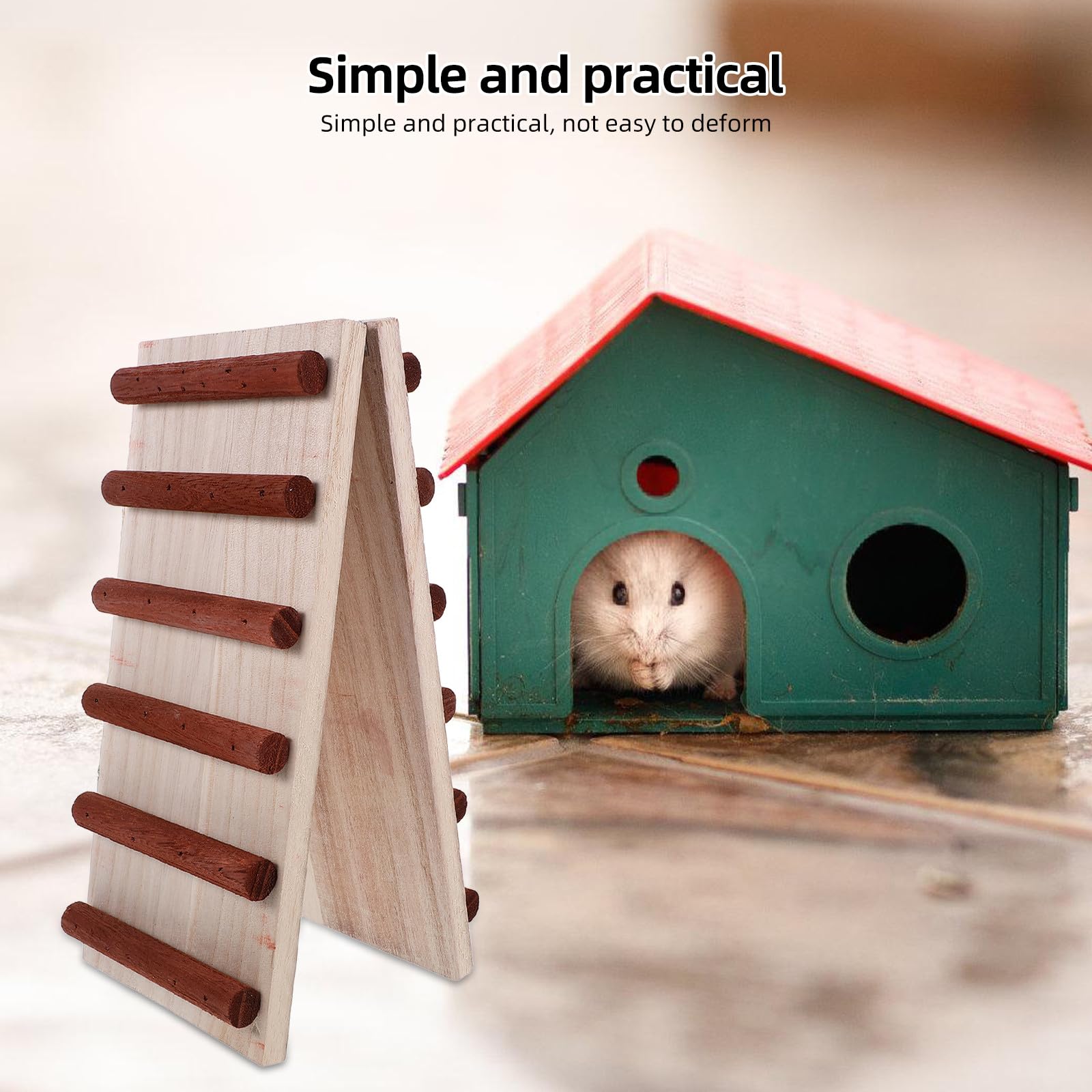 SHINEOFI Échelle en Bois pour Petits Animaux Matériau Naturel et Sûr, pour Cage, Favorisant Exercice et Jeu sans Bavure, Couleur Kaki