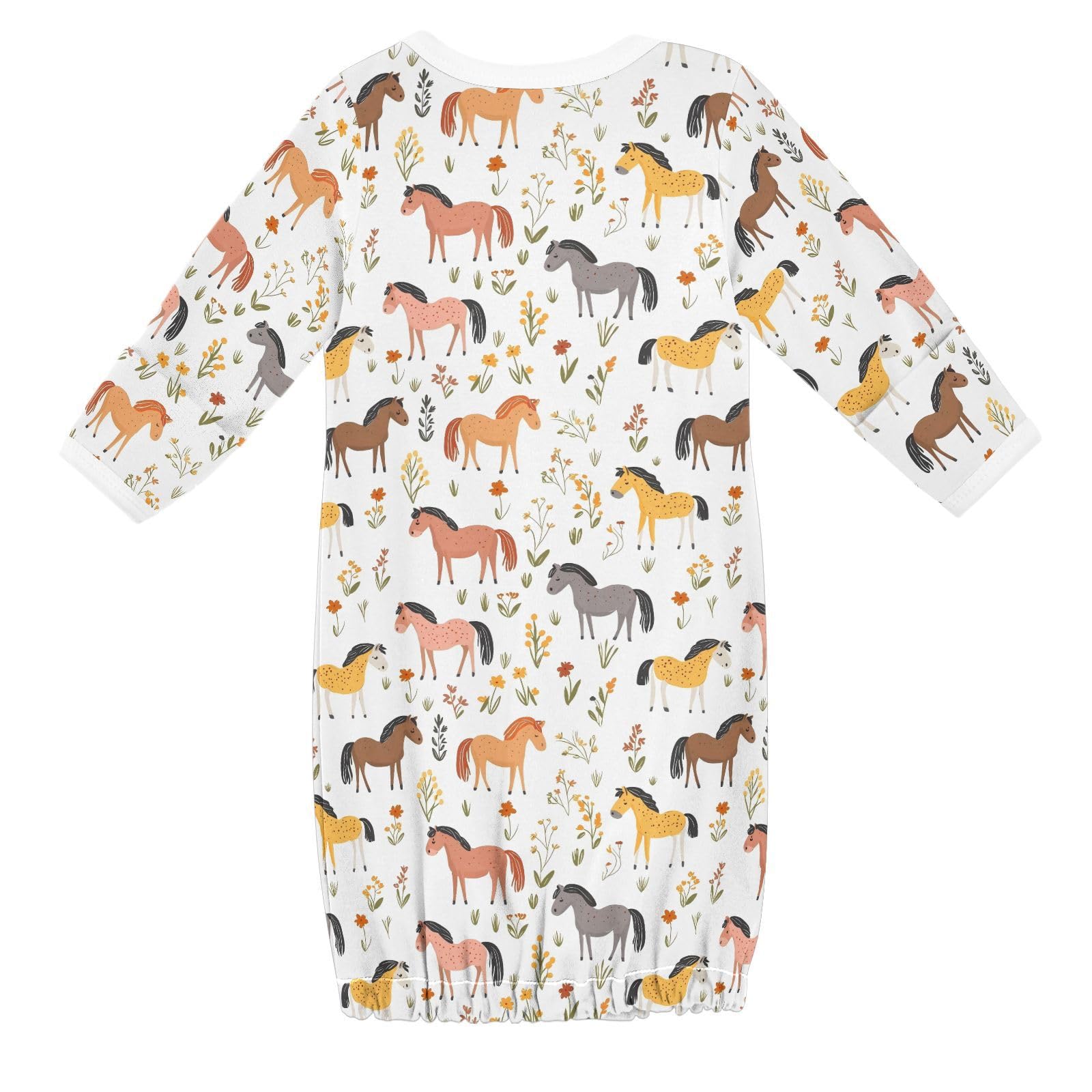 vvfelixl Baby Sleeper Gown for Newborn Boy Girls Cartoon Horses Graze Infant Nightgown for 0-3 Months Multicolor