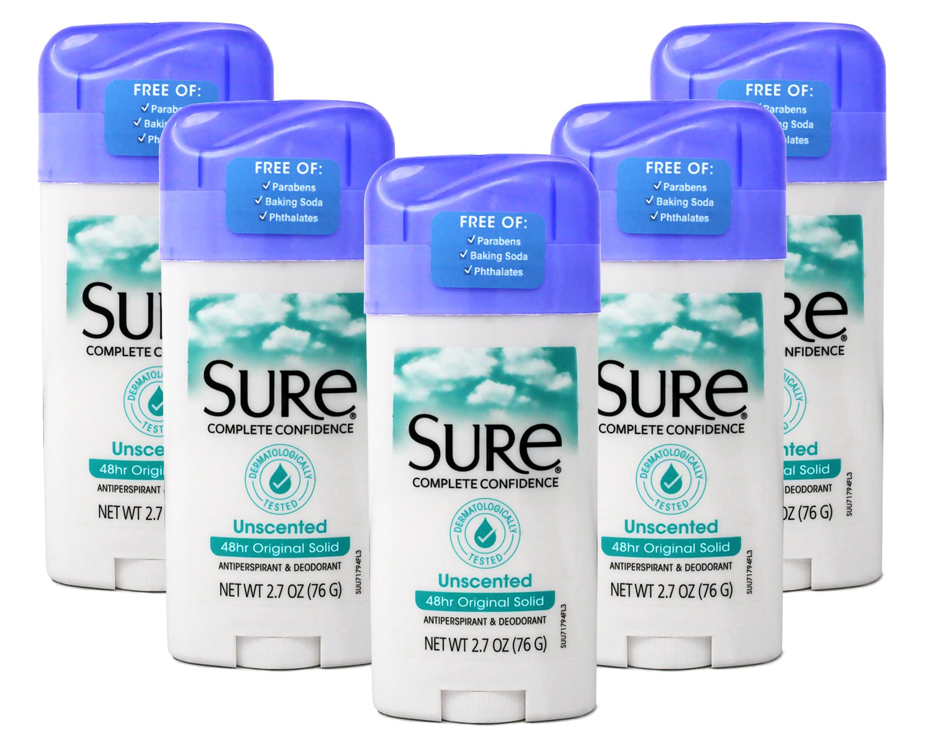 Sure Original Solid Unscented, Anti-Perspirant Deodorant 2.70 oz(Pack of 5)-image-40