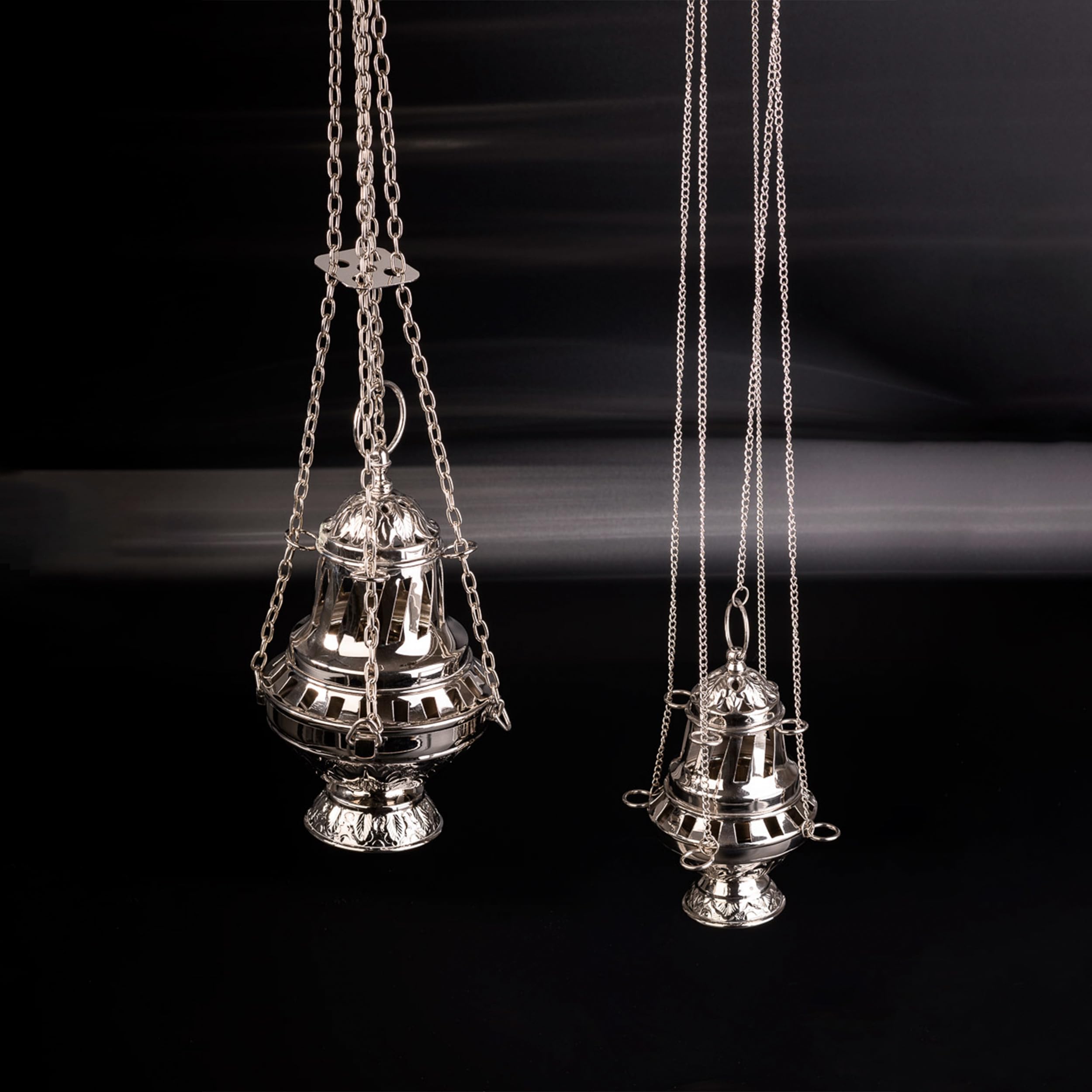 NKlaus bruciatore d'incenso argento altezza 21cm grande con catena bruciatore d'incenso bruciatore d'incenso ottone fatto a mano set d'incenso 2895