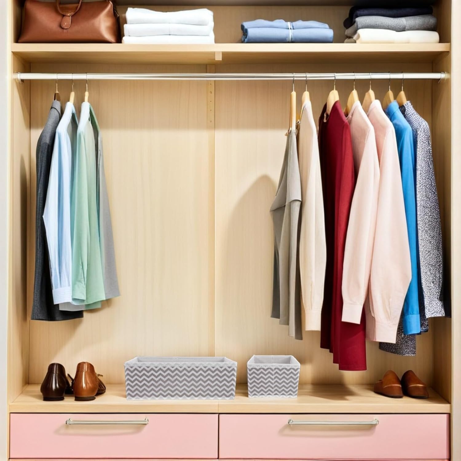 MAGICLULU 12pcs Underwear Organizer and Socks Drawer Organizer Set, Non-woven Foldable Clothes Storage Boxes Wave Pattern, Wardrobe and Dresser Storage for Closet Organization
