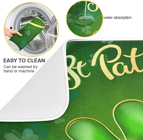 Miniatura 2 de Tapete de secado de platos de trébol verde de 18 x 24 pulgadas para cocina, trébol de la suerte, día de San Patricio, tapete escurridor de platos,