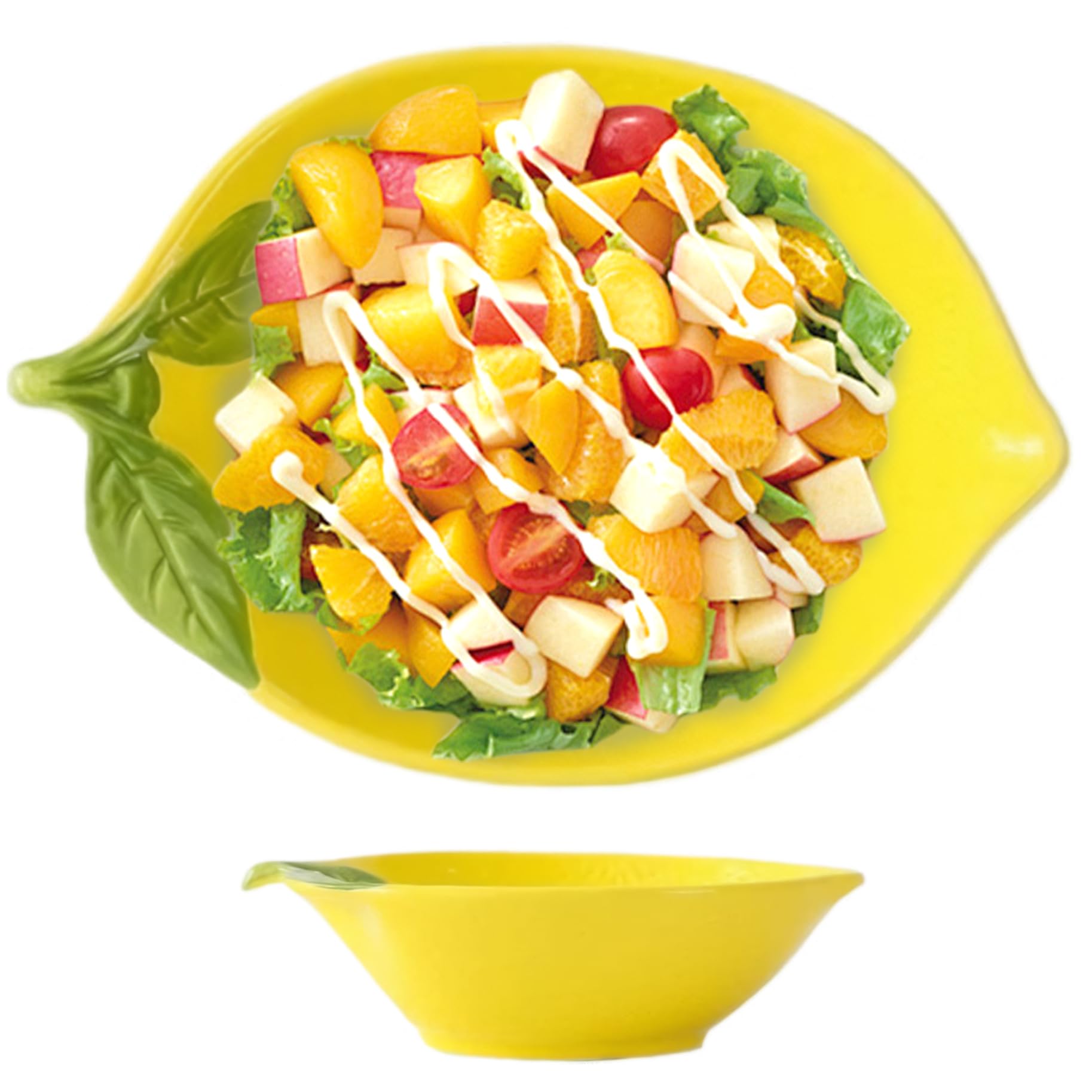 Hotainoys Yellow Dessert Bowls, Cute Lemon Bowl, Heat-Resistant Ceramic Snack Bowls, Non Slip Easy Clean Fruit Bowl For Ice Cream Dessert Snack Salads Appetizers