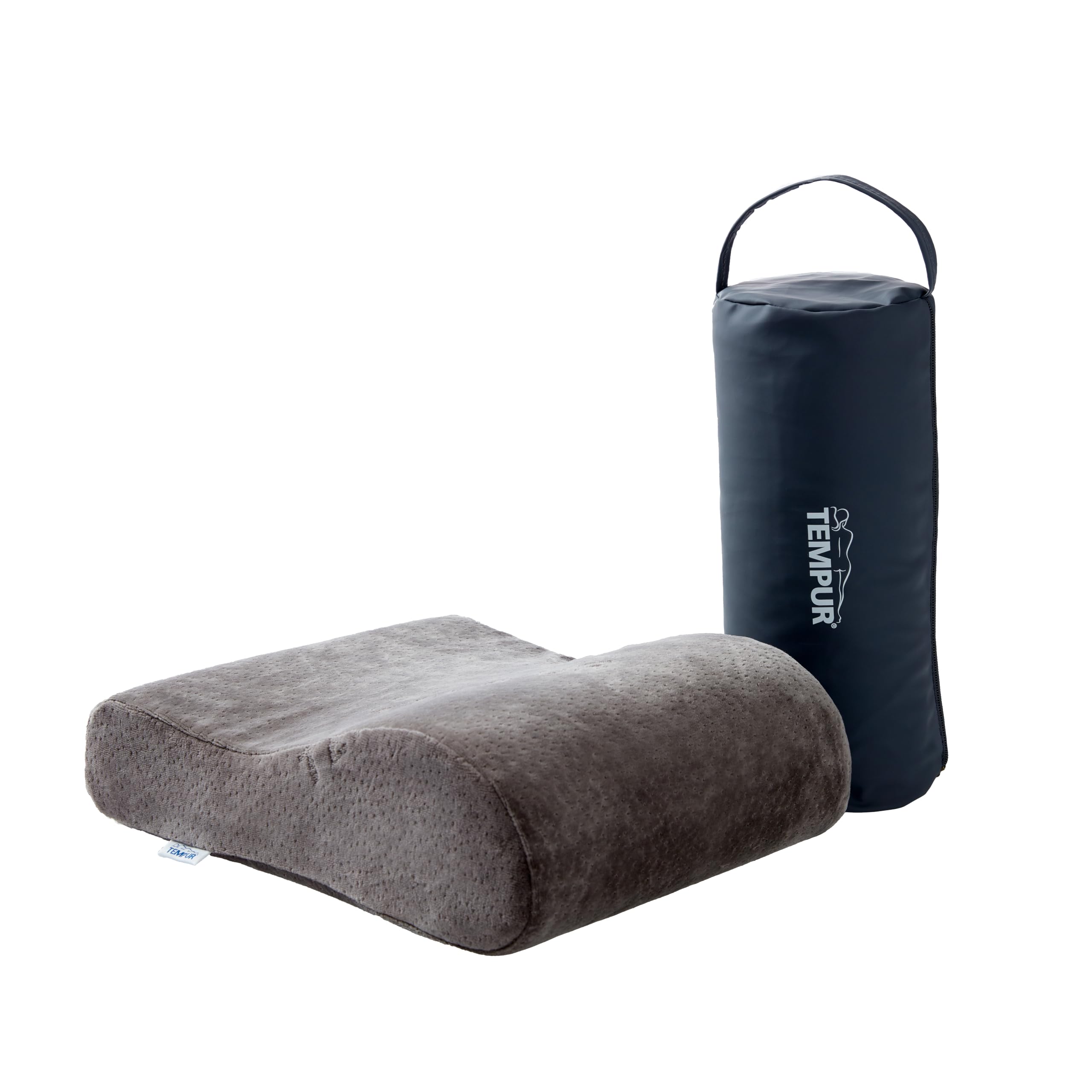 TEMPUR cuscino adattabile per viaggiare, cuscino da viaggio ergonomico per il collo con custodia per il trasporto, antracite, dimensioni 25 x 31 x 10/7 cm