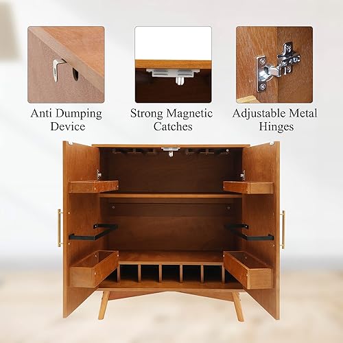 Miniatura 9 de Function Home Armario de bar moderno de mediados de siglo de 36 pulgadas gabinete de almacenamiento con puertas dobles gabinete de despensa de