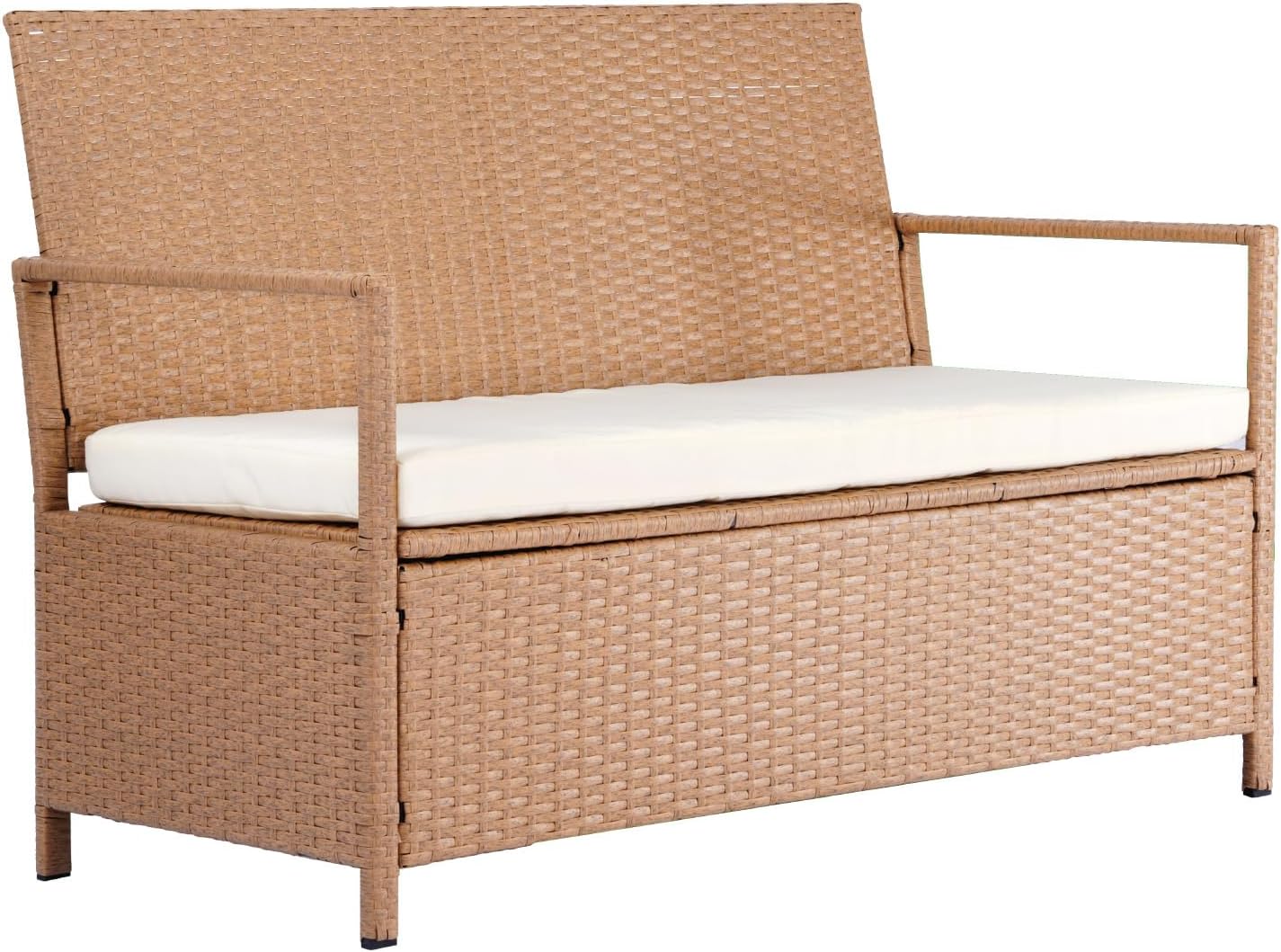 Outdoor Storage Bench PE Rattan 70Gal Deck Box Waterproof Outdoor Seat & Storage