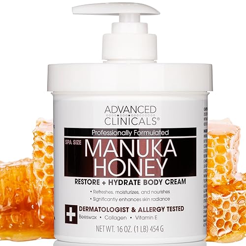 Advanced Clinicals Manuka Honey Cream - Loción hidratante para el cuidado de la piel para la cara y el cuerpo bálsamo hidratante intenso e Advanced Clinicals Manuka Honey Cream - Loción hidratante para el cuidado de la piel para la cara y el cuerpo bálsamo hidratante intenso e