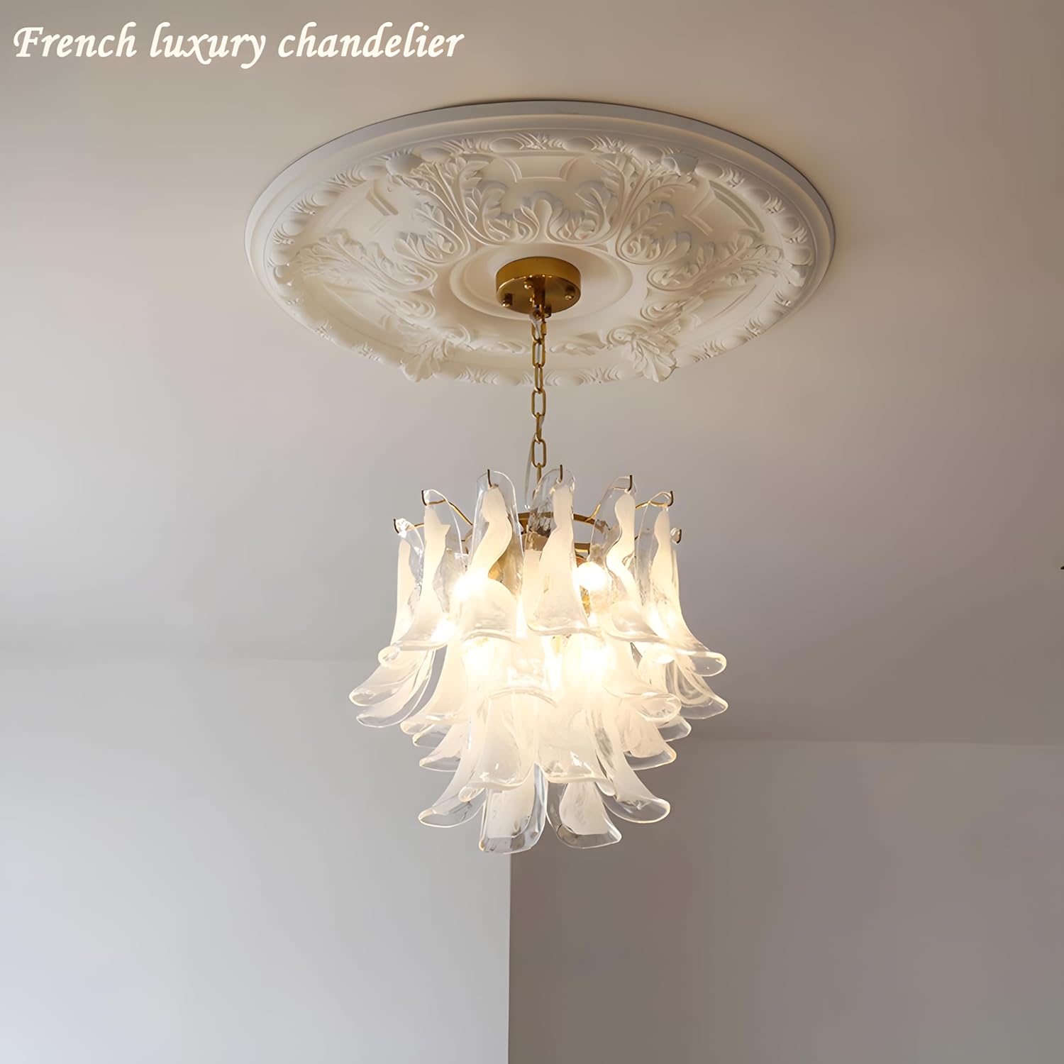 Modern Gold Chandeliers Lighting,Creative Round Crystal Glass Chandelier with 6-Light Cloud Glass Pendant Ceiling Fixture Lamp Perfect for Living Room Dining Room Bedroom.