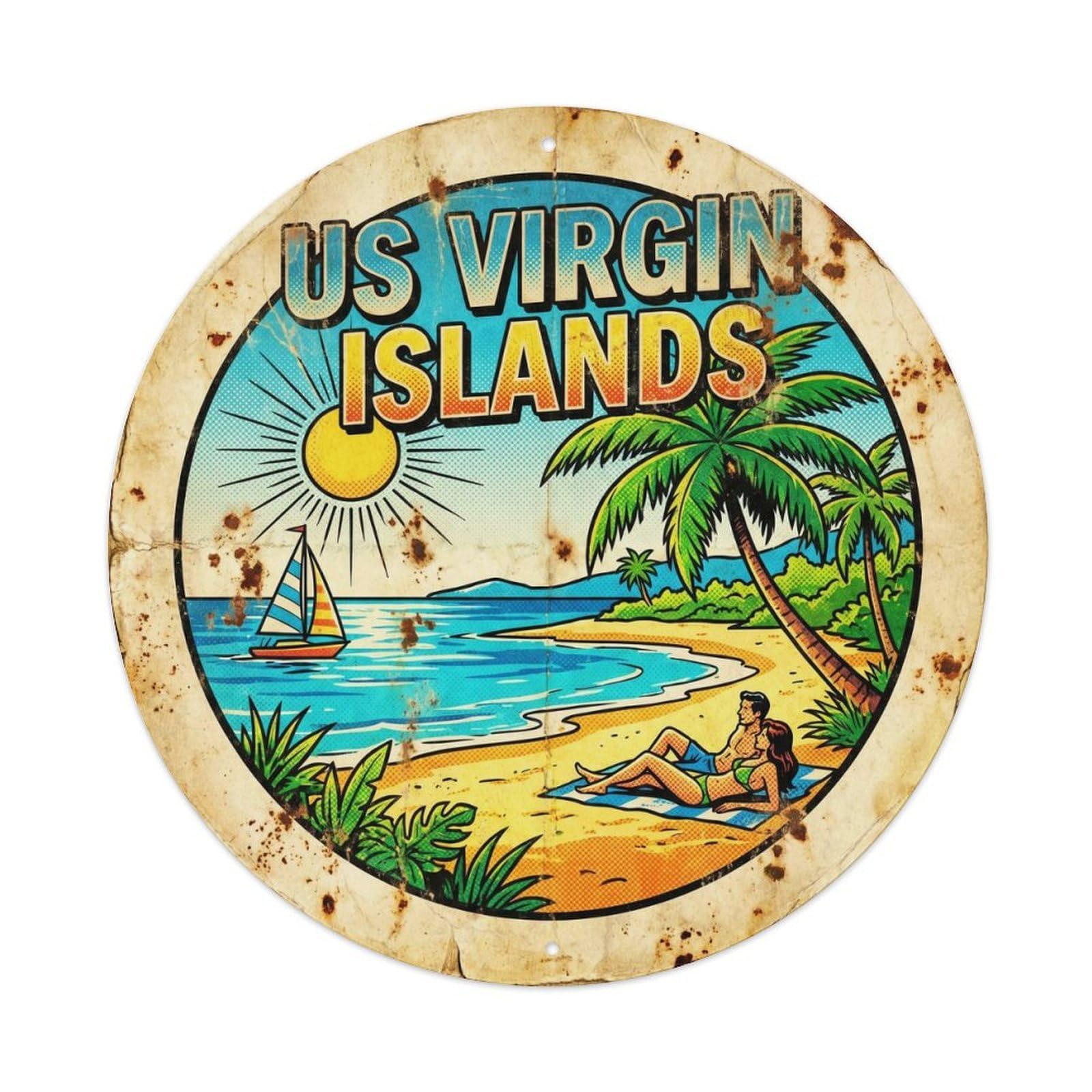 Beach Destination US Virgin Islands Charlotte Amalie Metal Tin Sign