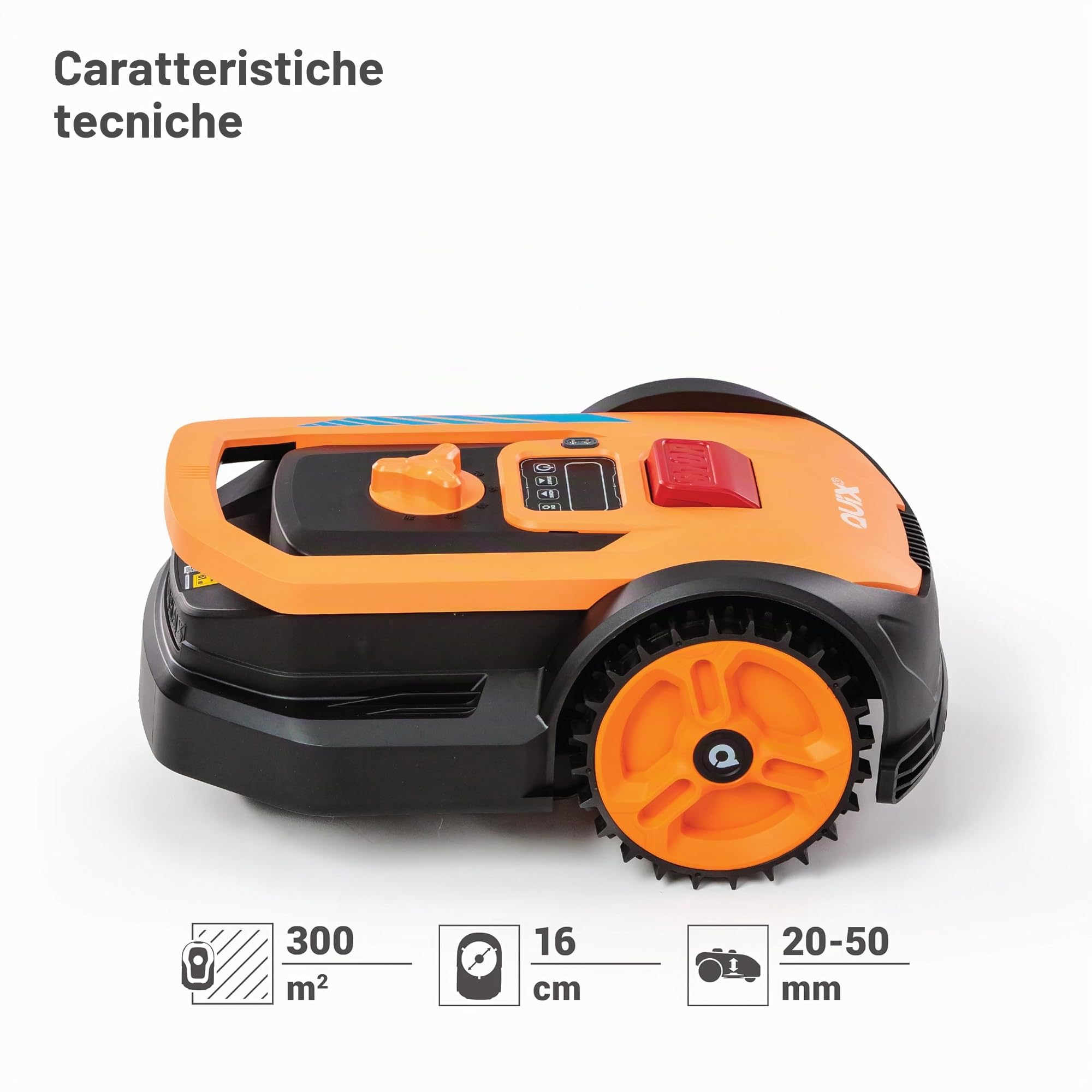 VILLAGER QUIX XS - Robot tosaerba compatto da 18 V a batteria fino a 300 m² - 160 mm di larghezza di taglio, altezza di taglio 20-50 mm, sensore di pioggia, protezione PIN, stazione di ricarica auto
