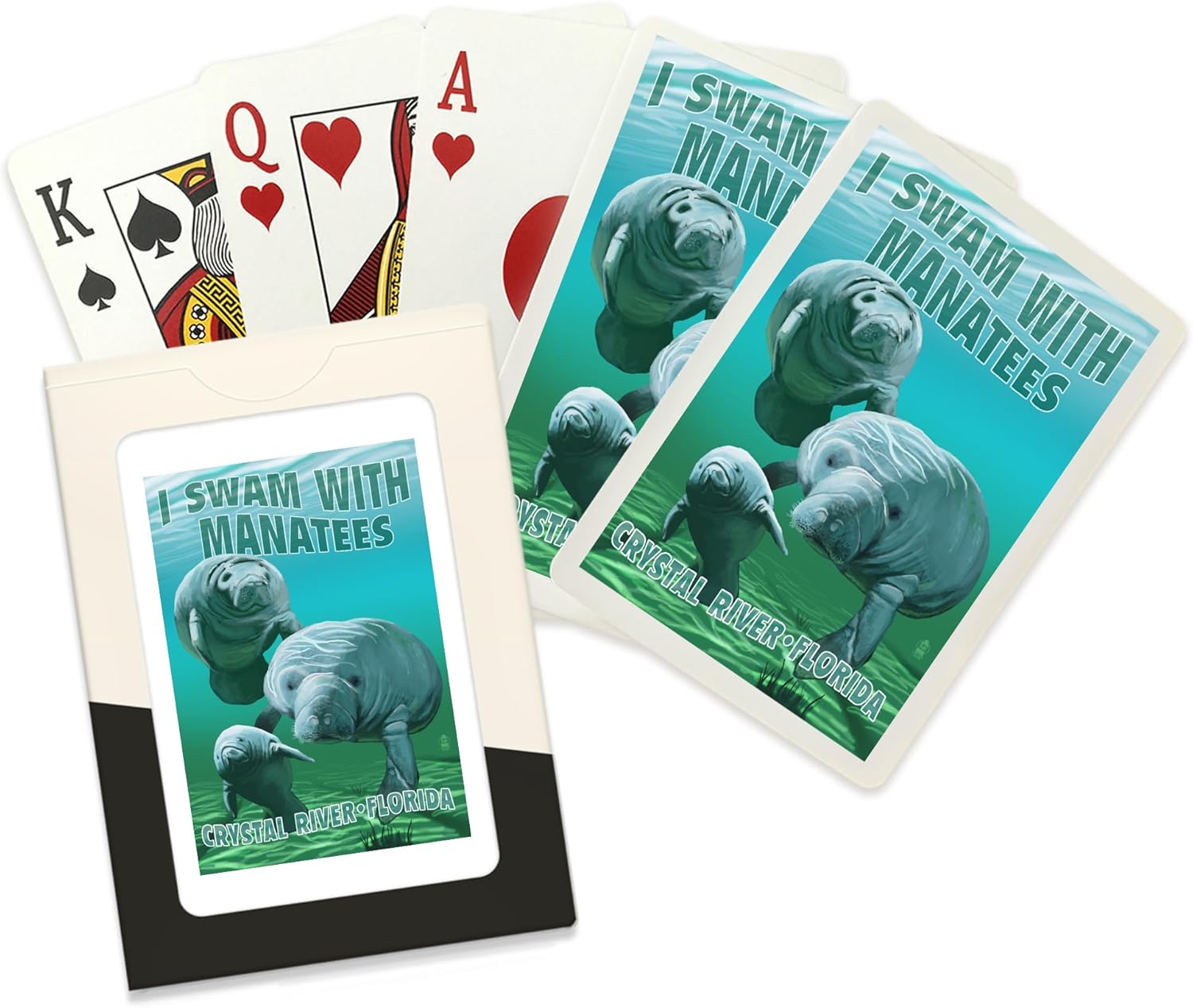 Lantern Press Crystal River, Florida, I Swam with Manatees, 52 Playing Cards for Adults, Poker Size Card Deck