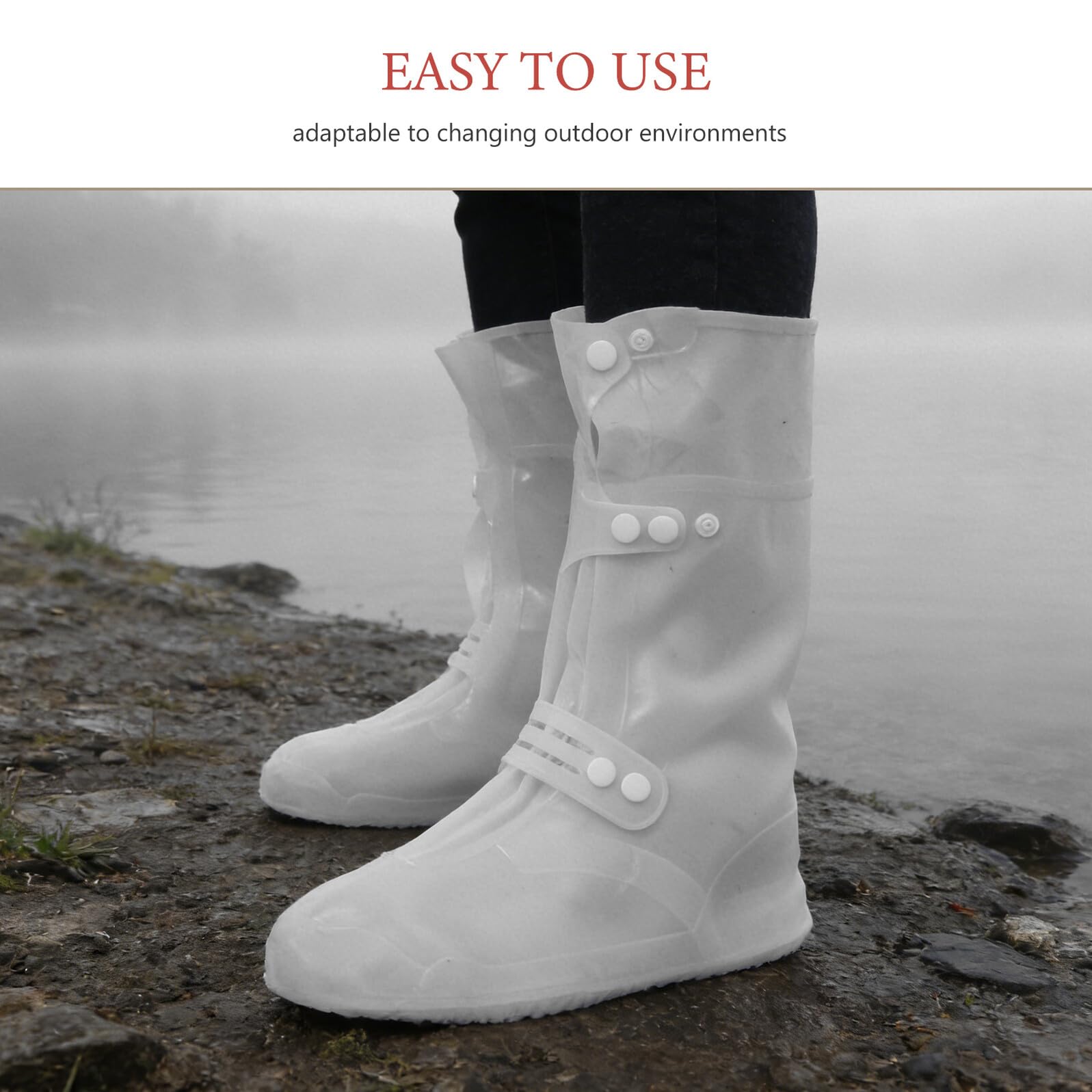 Abaodam Guêtres de Randonnée Imperméables en PVC Blanc, Couvre-Chaussures Désert Réglables, Protection Antidérapante pour Chaussures de Randonnée en Plein Air